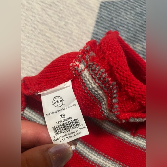 Bond Co Red Stripes Dog Sweater - Picture 2 of 3